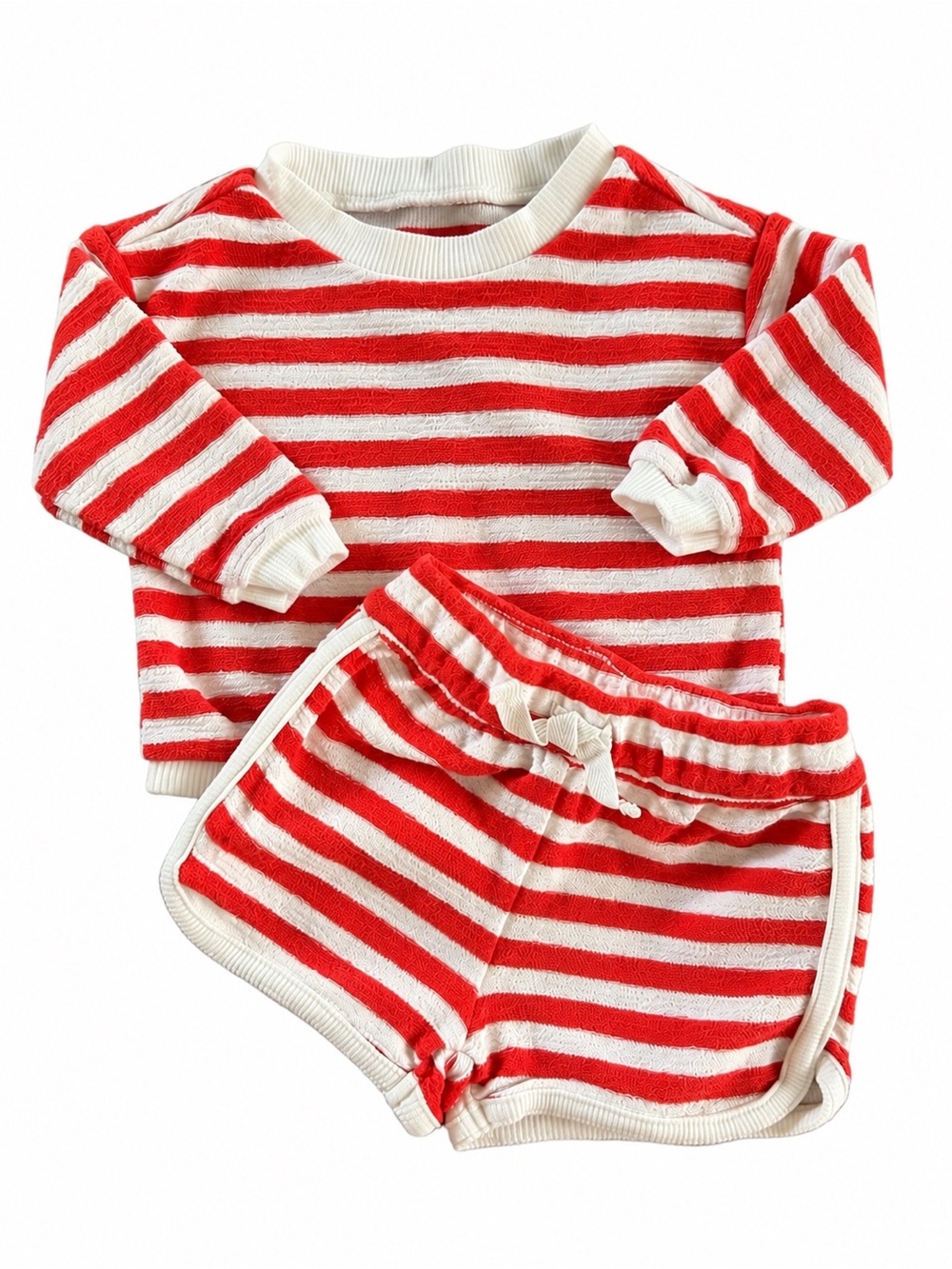 Carter’s Baby Girl Red Stripe French Terry Top Shorts Set Newborn